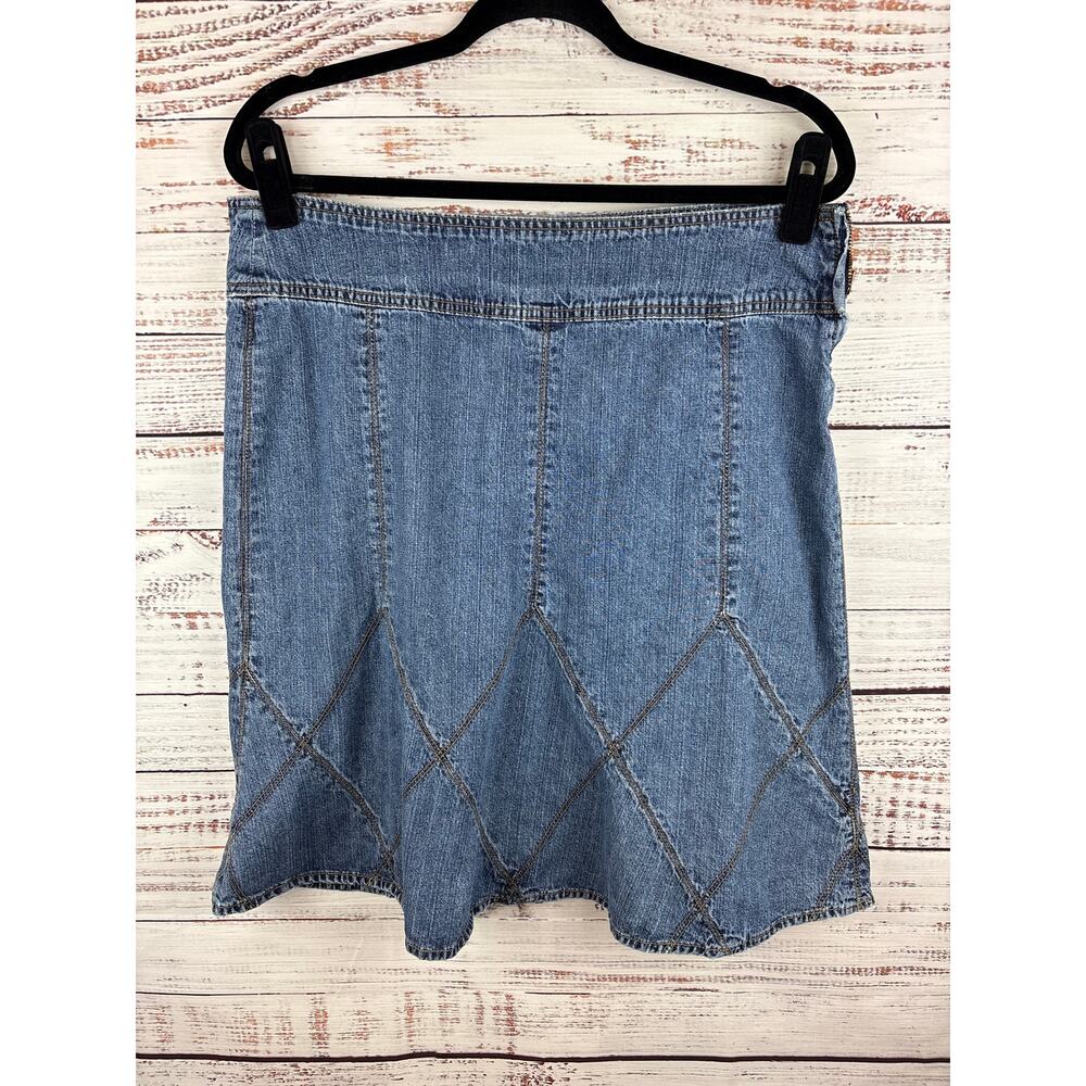 Womens Y2K Axcess Lis Claiborne Blue Denim Jean Skirt Flowy Cotton Stitched 12